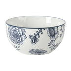 Gibson Home Westerly Court 16-Piece Dinnerware Set, Blue Floral Stoneware Plates & Bowls, Service for 4, Round Durable Everyday Dish Set
