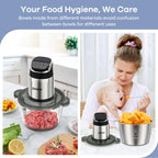 Ganiza Food Processor, 2-Speed Food Chopper Meat Grinder with 2 Bowls, Upgraded Button & Smart Overheat Protection Light - Clean Brush, 2 Blades