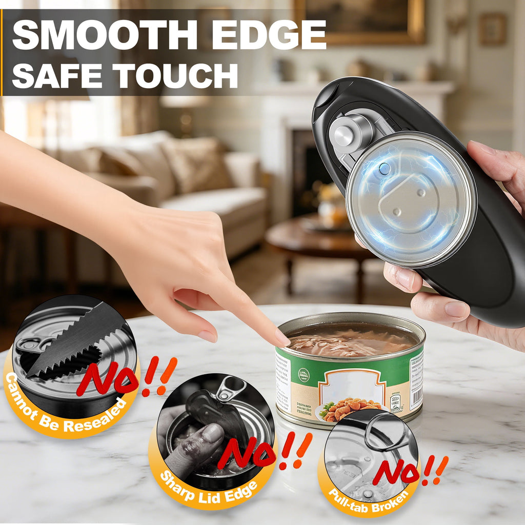 Electric Can Opener, One-Touch Automatic, Cordless Rechargeable, Hands-Free Kitchen Gadget, Smooth Edge Cutter