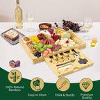 BN-LINK Charcuterie Board Set, 3 Drawers Large Bamboo Cheese Board & Platter with Accessories, House Warming Gift & Holiday Gift