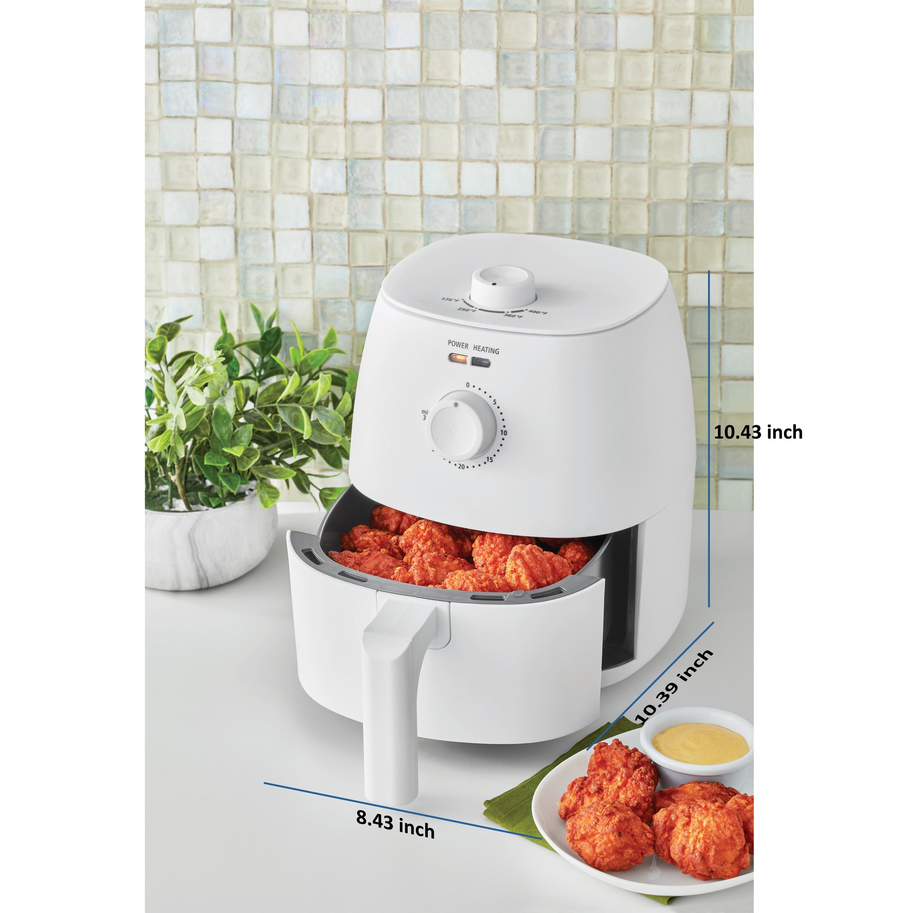 Mainstays 2.2 QT Air Fryer, Arctic White - Automatic Shutoff