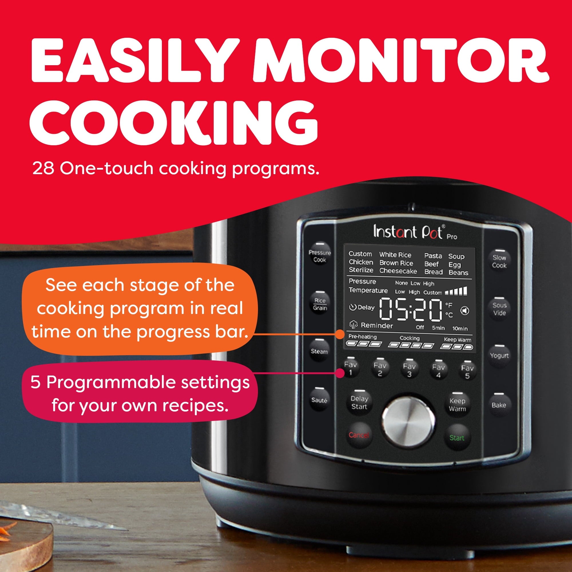 Instant Pot Pro 6-Quart Electric Pressure Cooker, 10-in-1 Slow Cooker, Rice/Grain Cooker, Steamer, Sauté, Sous Vide, Yogurt Maker, Sterilizer and Warmer