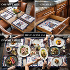 Table Placemats Set of 4,250th Anniversary Retro Truck Non-Slip Kitchen Dining Tables Place Mat,Independence Day Patriotic Washable Table Mats for Home Dinner Holiday Party Banquet