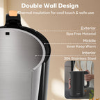 Consiwa Electric Kettle, Double Wall 1.7L Stainless Steel Cool Touch, Water Boiler & Heater, 1500W Hot Tea Pot, Black