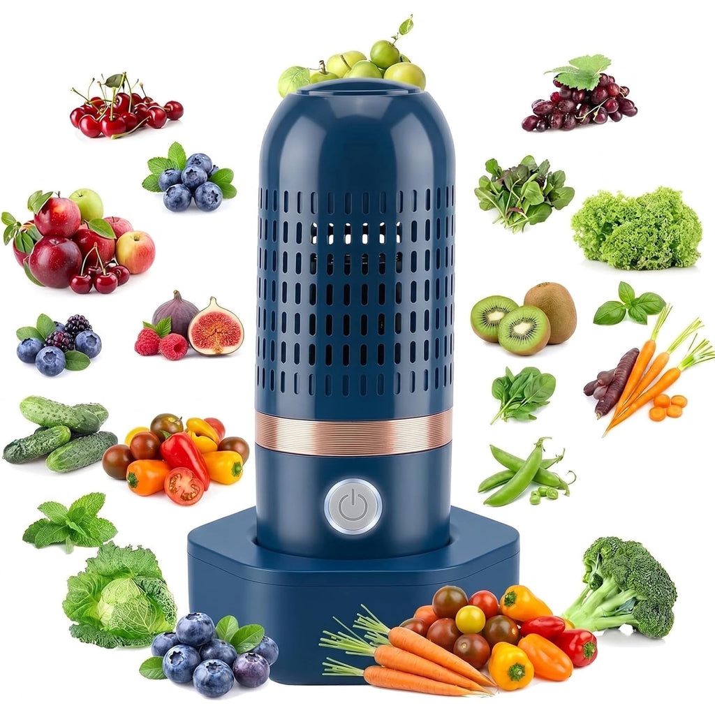 Pure pod Produce Cleaner - Portable Fruit and Vegetable Washing Machine, IPX7 Waterproof Cordless Device for Berries&Meat,OH-ion Food Purifier for Deep Cleaning ,Stainless steel electrode