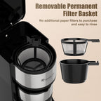 Single Serve Coffee Maker, Programable Single-Serve Brewers, Timer Auto Start/Off, 14 Oz Single Cup Coffee Machine For Ground Coffee, 700W Quick Brewing, Perfect Gifts for Coffee Lovers