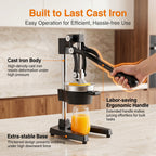 M Buder Manual Juicer, 304 Stainless Steel Hand Juicer Squeezer Easy Juicing, Fruit Squeezer Ergonomic & Easy to Clean Manual Citrus Juicer, Black