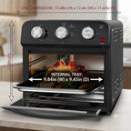 Plum Chef 13-Quart Compact Air Fryer Toaster Oven, 2-Layer Efficient Cooking, Space-Saving Countertop Oven for Dorms, Apartments & Small Families, 1300W, Black