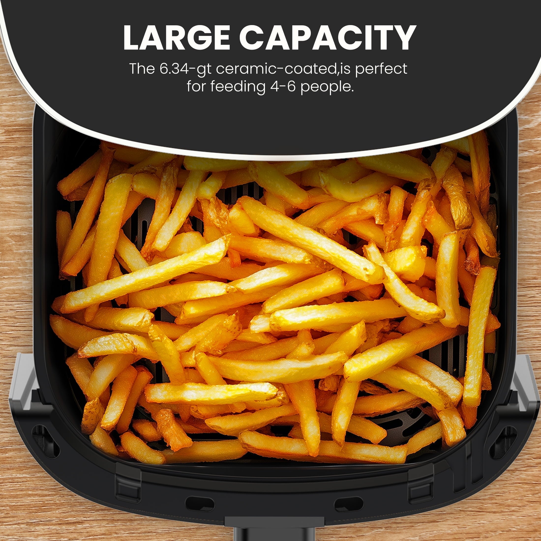 EDX Air Fryer,6 Qt Compact & Large with 400F for Crispy, Electric Multifunctional Cooker with Digital LED, Beige