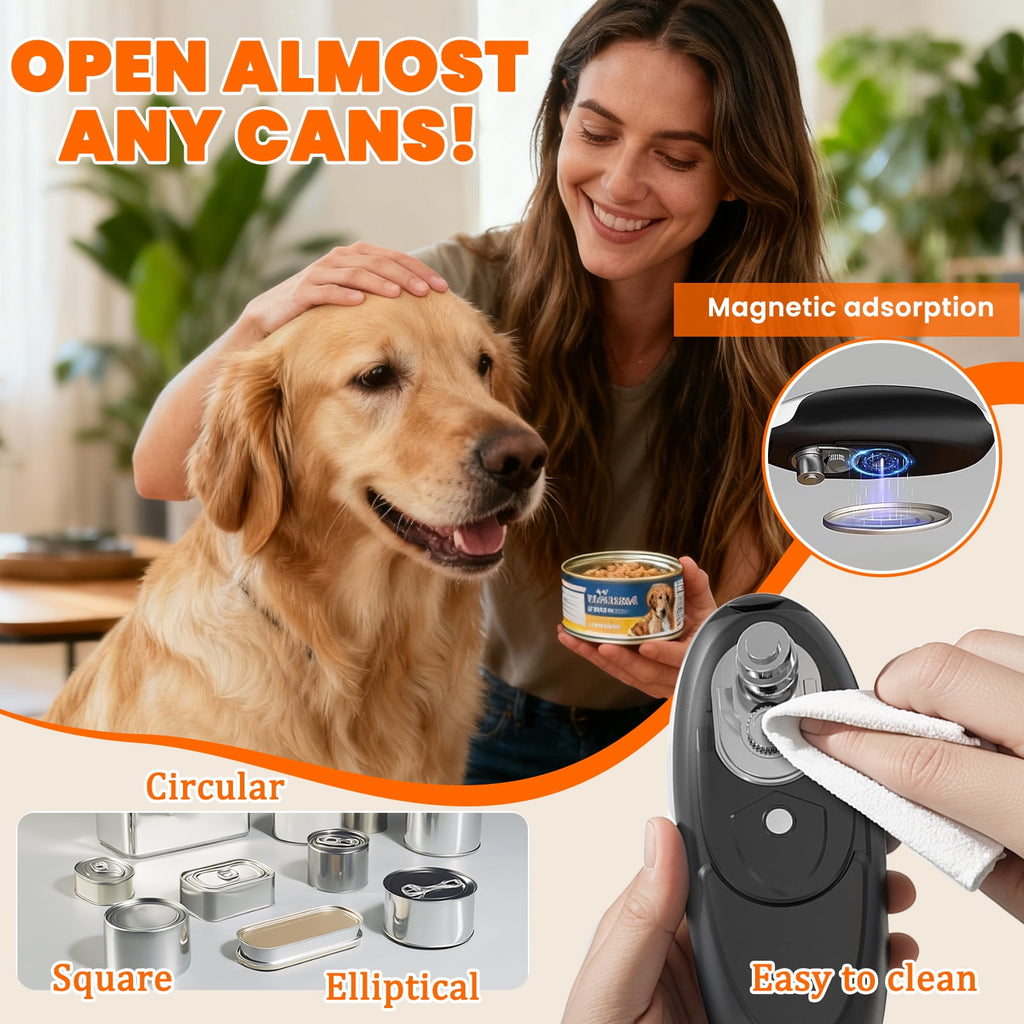 Rechargeable Electric Can Opener - Smooth Edge, One-Touch Automatic Can Opener for Seniors & Arthritis, Type-C Fast Charge, Compact Portable Can Openers, Portable Kitchen Gadgets Fits Most Can Sizes