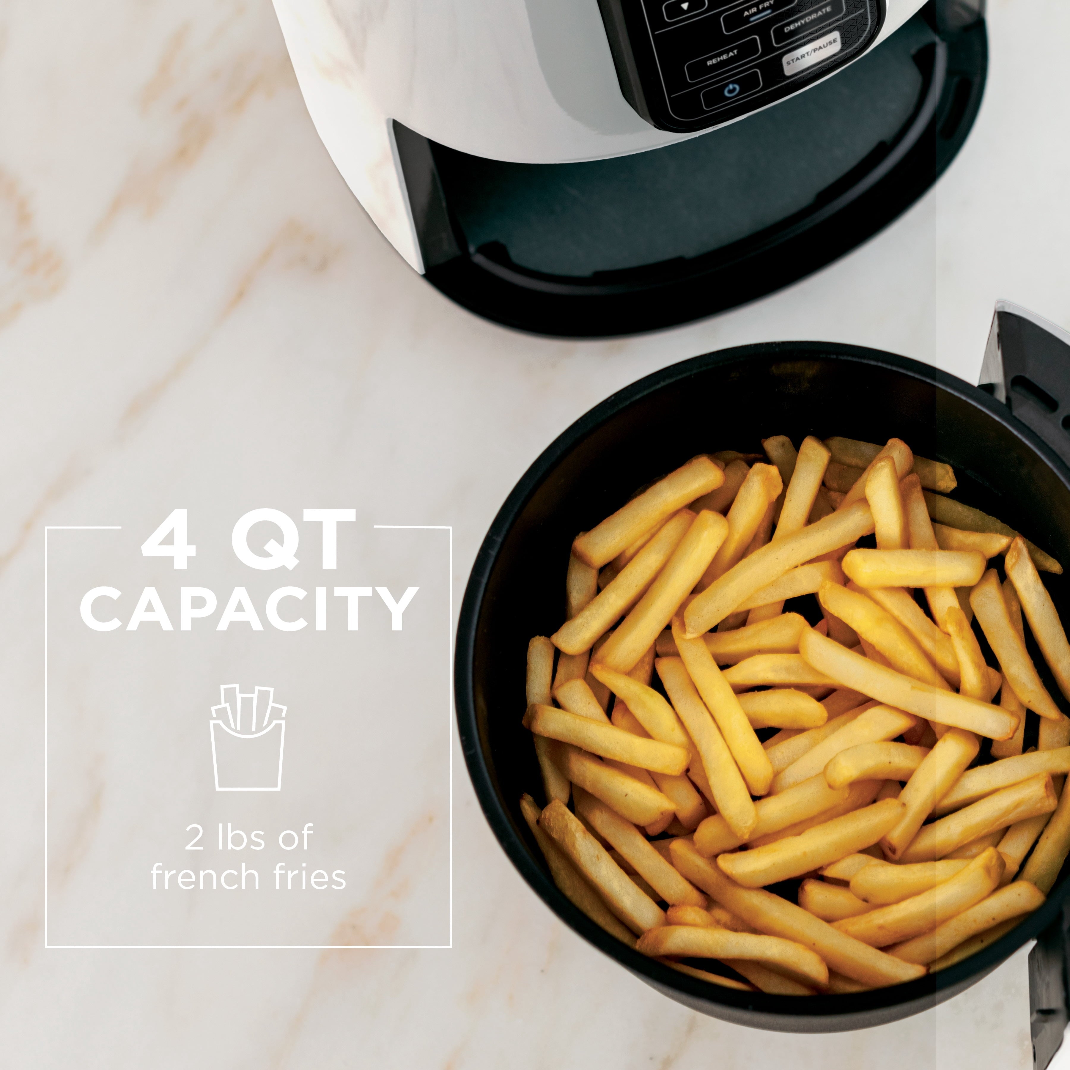 Ninja Air Fryer 4-Qt, 3-in-1, Air Fry Reheat Dehydrate, Nonstick, Dishwasher Safe, Compact, AF100WMWH White