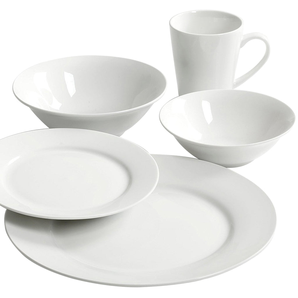 Gibson Home Noble Court Ceramic Dinnerware Set in White, Set of 30