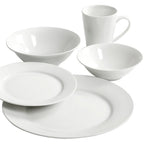 Gibson Home Noble Court Ceramic Dinnerware Set in White, Set of 30