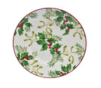 222 Fifth Christmas Foliage Porcelain Dinnerware Set, 12-Piece, Green and White