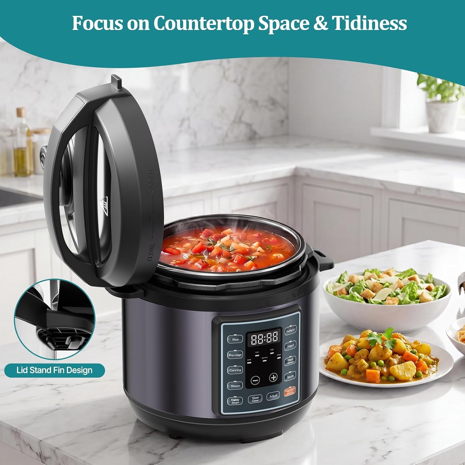 3QT Electric Pressure Cooker, 10-in-1 Multi Cooker, Small Programmable Stainless Steel Pot and Ceramic Inner Pot, Black