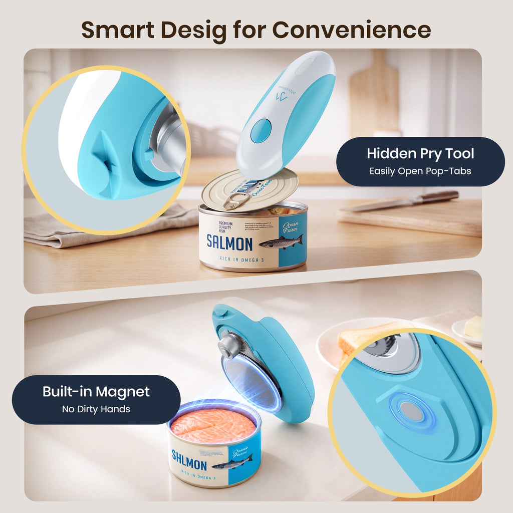 Moreblue One-Touch Automatic Electric Can Opener, USB-C Rechargeable Can Opener Smooth Edge, Hands-Free Countertop Electric Can Opener for Seniors, Arthritis, Weak Hands, Kitchen Gadget Gift（Blue)