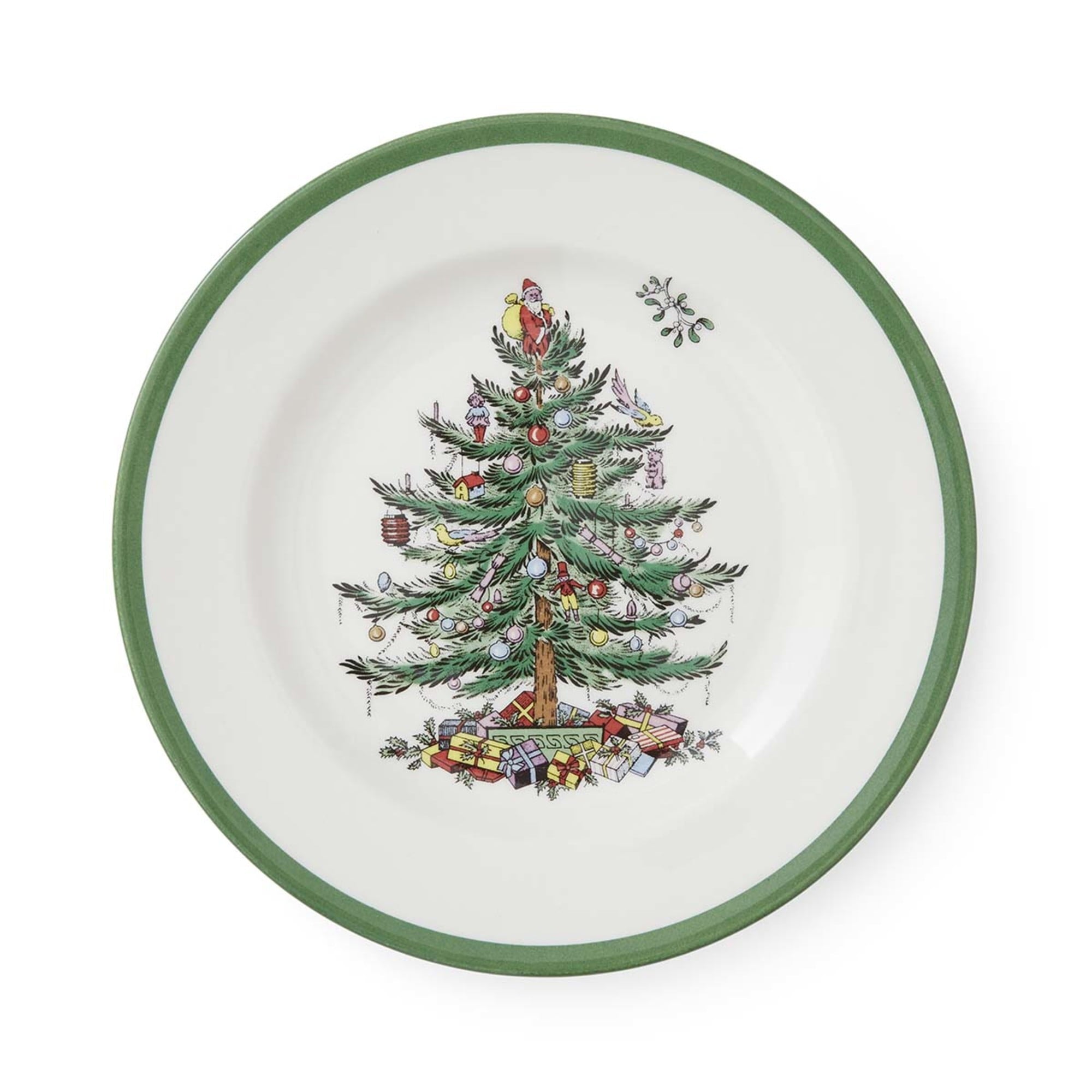Spode Christmas Tree 8 Inch Salad Plates, Set of 4 - Holiday Earthenware Tableware Gift, Festive Small Dinner Plate for Sides, Appetizers, Starters - Made in England, Dishwasher, Oven, Microwave Safe