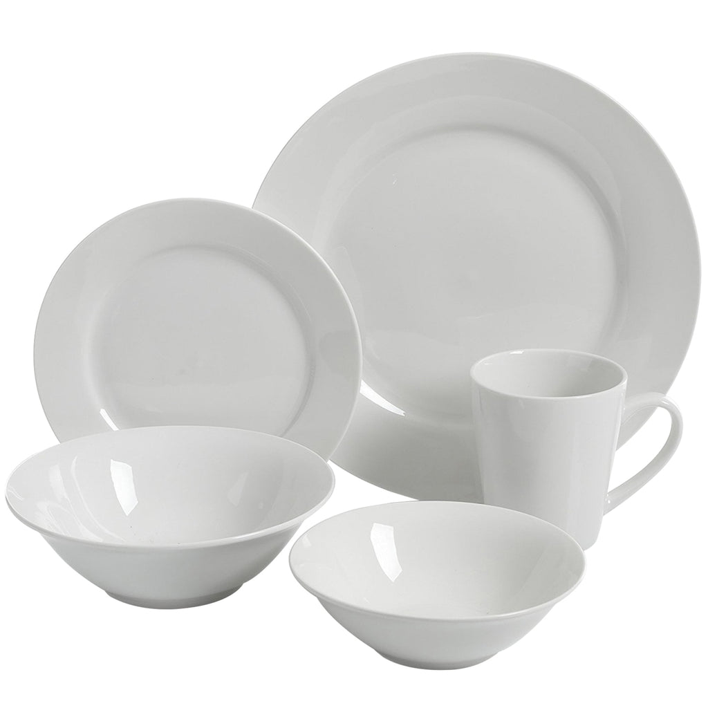 Gibson Home Noble Court Ceramic Dinnerware Set in White, Set of 30