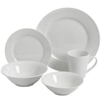 Gibson Home Noble Court Ceramic Dinnerware Set in White, Set of 30