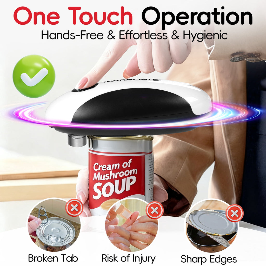YARRAMATE Electric Can Opener, One-Touch Rechargeable Automatic Can Opener Fits All Cans Sizes-Smooth Edge for Kitchen with Storage Bag Portable for Travel