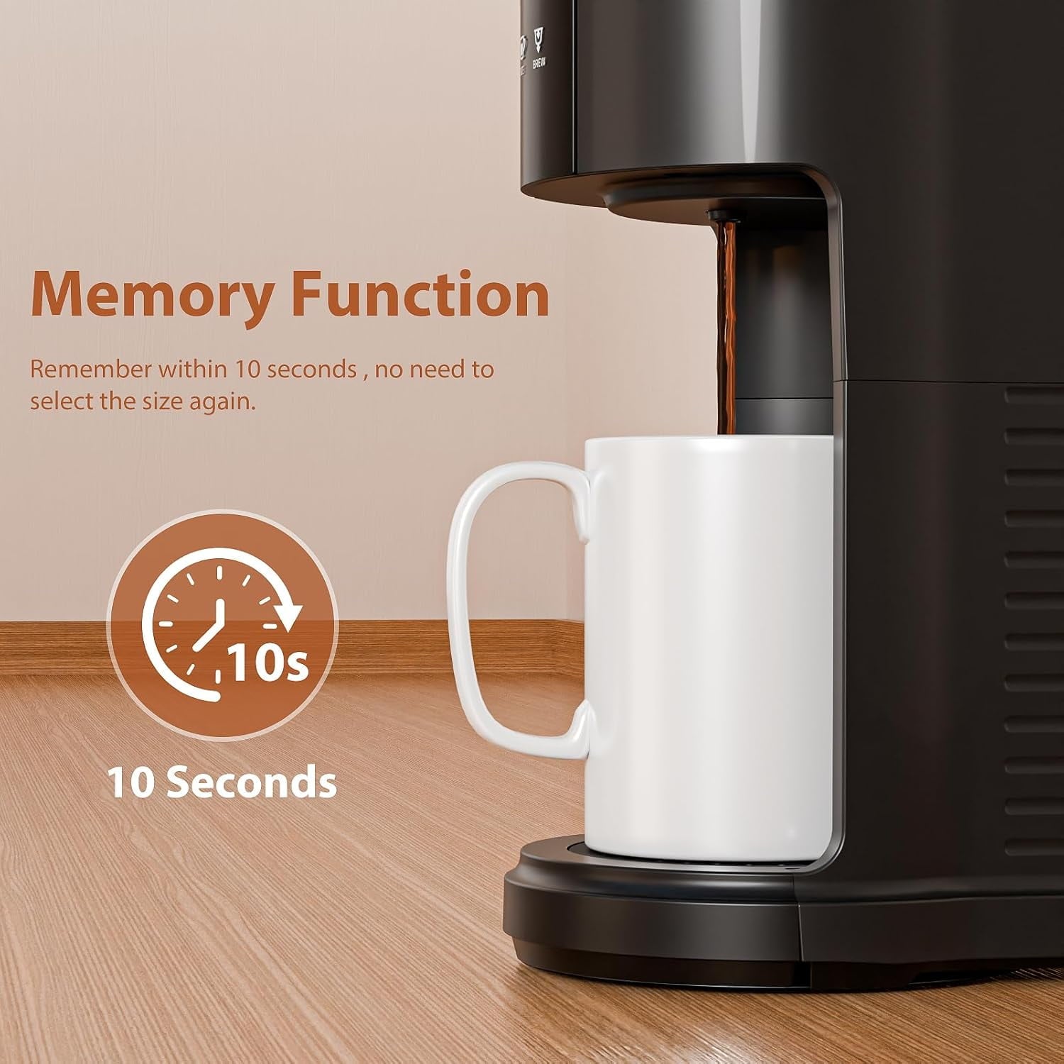 WAA 2 in 1 Single Serve Coffee Maker,Cup/Ground Coffee, 6-14 Oz, 40oz Tank, Auto Clean, Black
