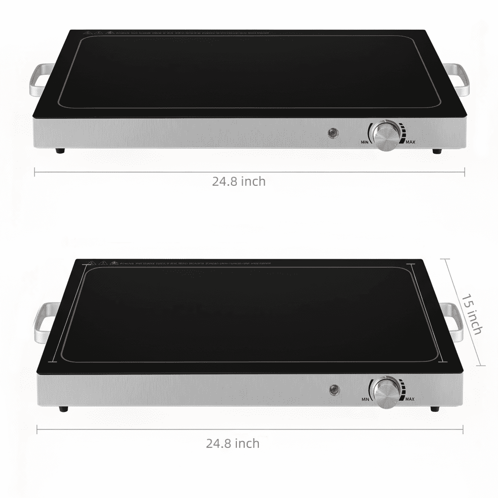 CONCETTA Electric Warming Tray, Food Warmers, Adjustable Temperature Control Buffet Server & Hot Plate with Easy-Clean Glass Top, Chafing Dish for Parties, Buffets, Christmas Holiday Gatherings