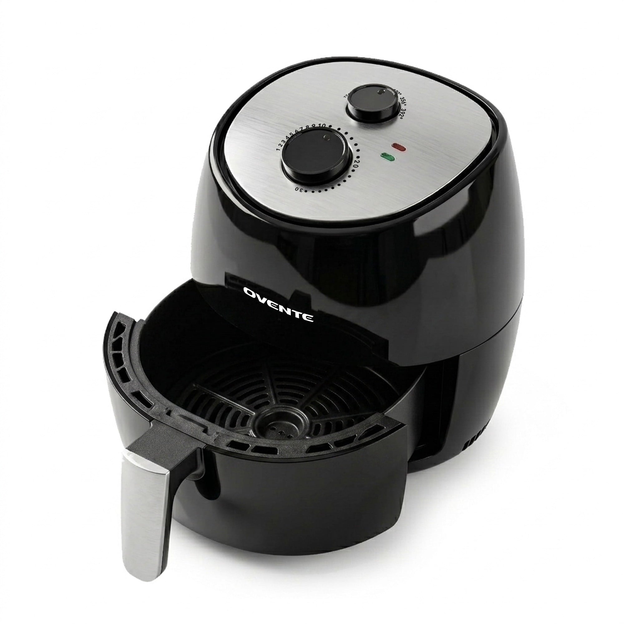 OVENTE Compact Air Fryer for Healthy and Oilless Cooking, 3.2 Qt Nonstick & Dishwasher Safe Basket, 1300W Electric Cooker w/ Adjustable Temperature Control, 30Min Timer & Auto Shutoff, FAM11320B