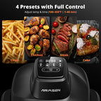 AIRMSEN Portable Glass Air Fryer, 4.8QT & 1.3QT Non-Toxic Glass Bowls, Max 450°F, 4 Preset Modes with Adjustable Time & Temp, Dishwasher-Safe, 1500W