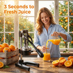 M Buder Manual Juicer, 304 Stainless Steel Hand Juicer Squeezer Easy Juicing, Fruit Squeezer Ergonomic & Easy to Clean Manual Citrus Juicer, Black