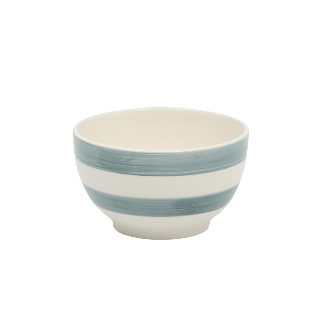Gibson Home Kenwood Shores 16 Piece Stoneware Dinnerware Set, Hand-Painted Plates and Bowls, Service for 4 - Blue Striped