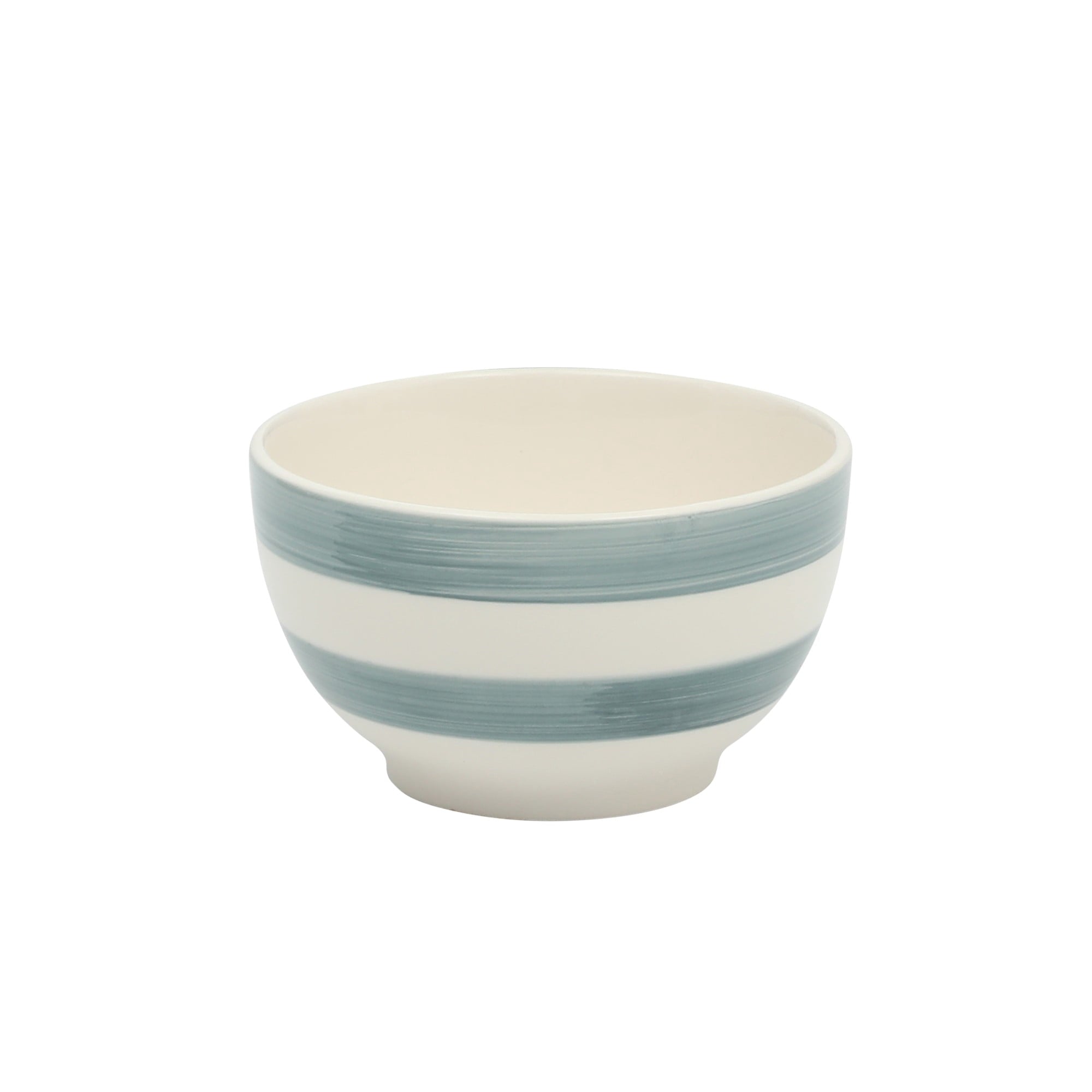 Gibson Home Kenwood Shores 16 Piece Stoneware Dinnerware Set, Hand-Painted Plates and Bowls, Service for 4 - Blue Striped