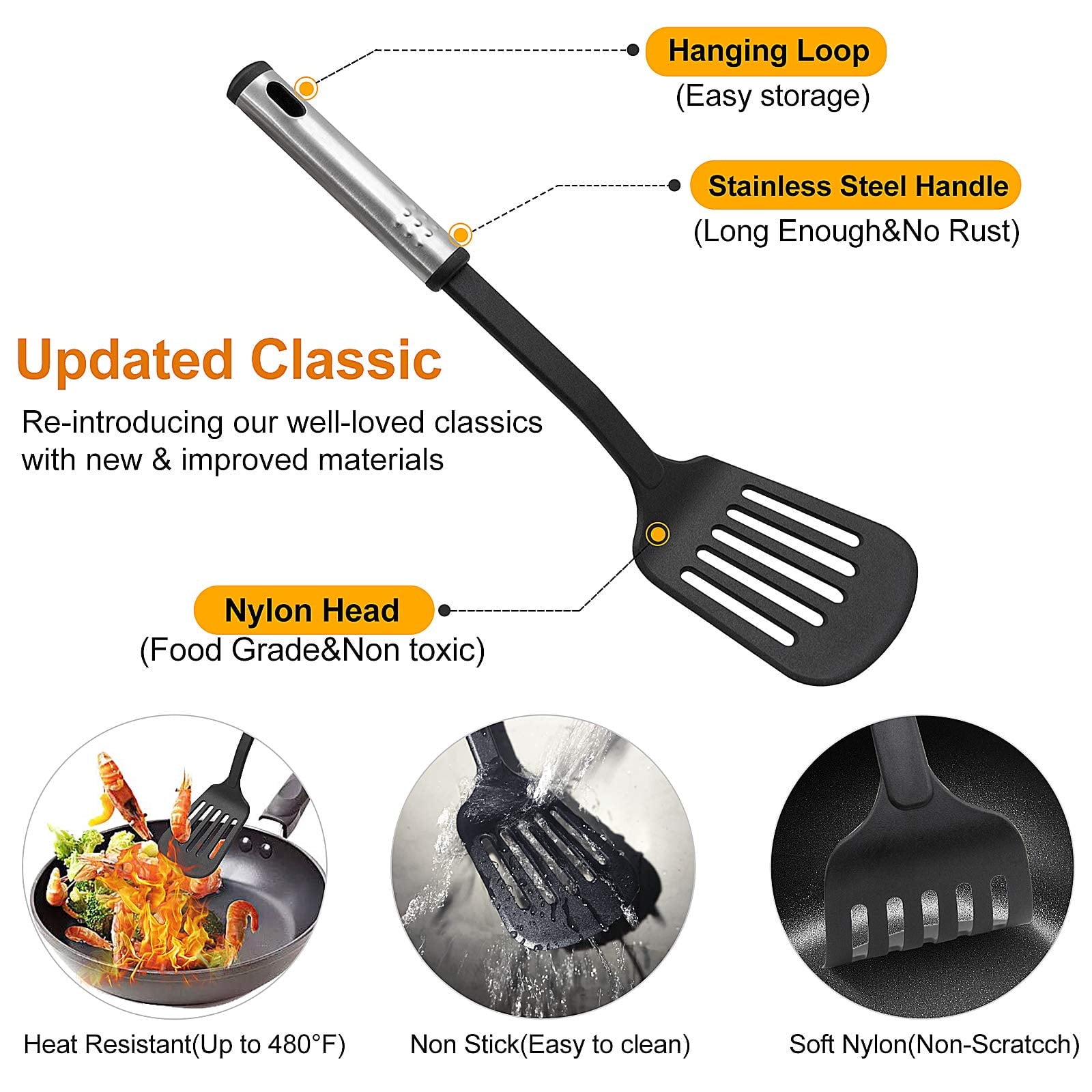 Aertyole Kitchen Utensils Set, 43 PCS Nylon Cooking Utensils Set, Kitchen Spatula Set with Stainless Steel Handles, Heat Resistant Non, Stick Kitchen Gadgets Tools, Pots and Pans Accessories