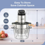 Ganiza Food Processor, 2-Speed Food Chopper Meat Grinder with 2 Bowls, Upgraded Button & Smart Overheat Protection Light - Clean Brush, 2 Blades