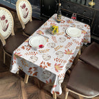 Autumn Leaves Tablecloth Rectangle 60x102 Inch, Fall Printed Table Cover with Harvest Plaid - Wrinkle Resistant Fabric for Thanksgiving & Holiday Dining Decor