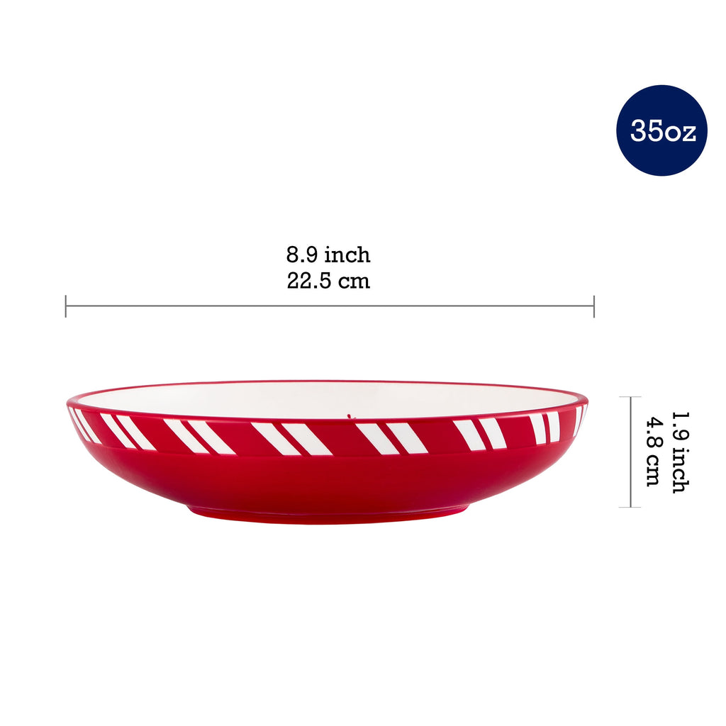 Bico Traditional Christmas Gingerbread Man Ceramic Holiday Dinner Bowls Set of 4, 35oz, for Pasta, Salad, Soup, Microwave & Dishwasher Safe, Scratch Resistant