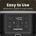 Chefman 6 Qt Compact Digital Touch Air Fryer w/ Hi-Fry & Shake Reminder - Black