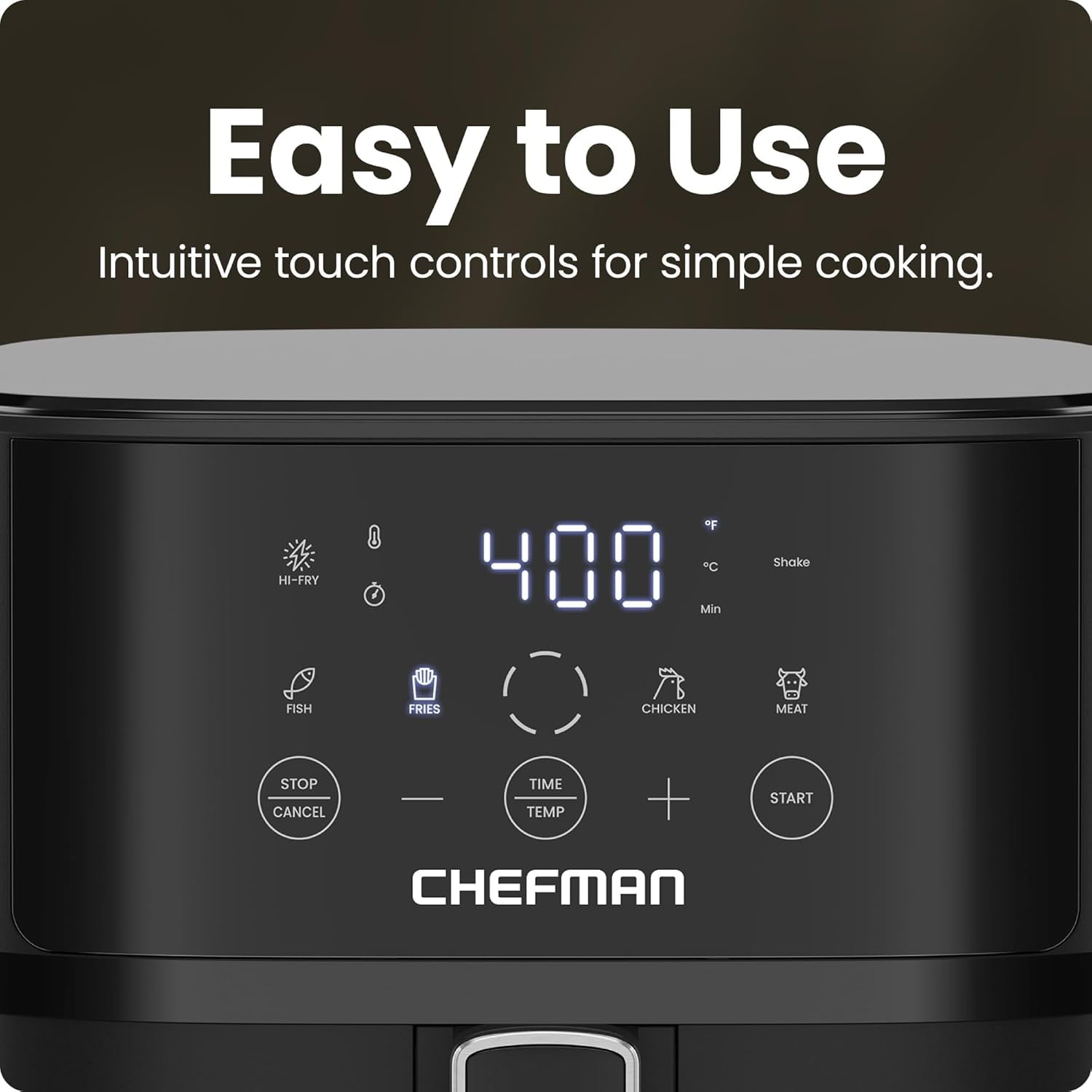 Chefman 6 Qt Compact Digital Touch Air Fryer w/ Hi-Fry & Shake Reminder - Black