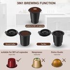 SIFENE 3-in-1 Single Serve Coffee Maker, Compatible with K Cup Capsules & Grounds, Tea Maker, 6-10 Oz Brew Sizes, 50 Oz Removable Reservoir, Fast Brew, Compact Design, 120V 1150W, Black