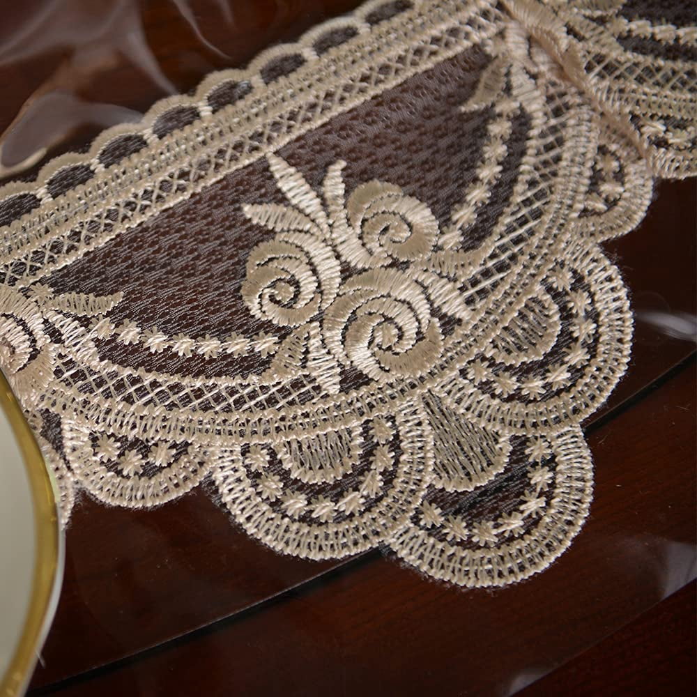 XmhyTop-A Clear PVC Tablecloth 130x180cm Table Cover with Decorative Lace Border for Holiday Party Kitchen,T07