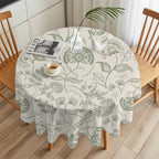 Farmhouse Sage Green Floral Round Tablecloth 54 inches Linen Boho Paisley Flower Rustic Waterproof Oil-Proof Table Cloth Round Table Cover for Holiday Party Picnic Dinner Decor Indoor and Outdoor Use
