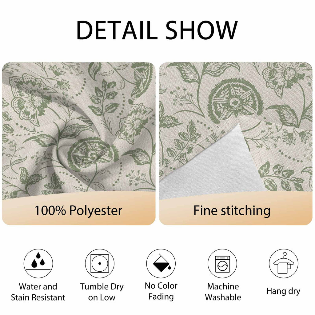Farmhouse Sage Green Floral Round Tablecloth 54 inches Linen Boho Paisley Flower Rustic Waterproof Oil-Proof Table Cloth Round Table Cover for Holiday Party Picnic Dinner Decor Indoor and Outdoor Use