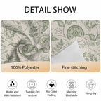 Farmhouse Sage Green Floral Round Tablecloth 54 inches Linen Boho Paisley Flower Rustic Waterproof Oil-Proof Table Cloth Round Table Cover for Holiday Party Picnic Dinner Decor Indoor and Outdoor Use