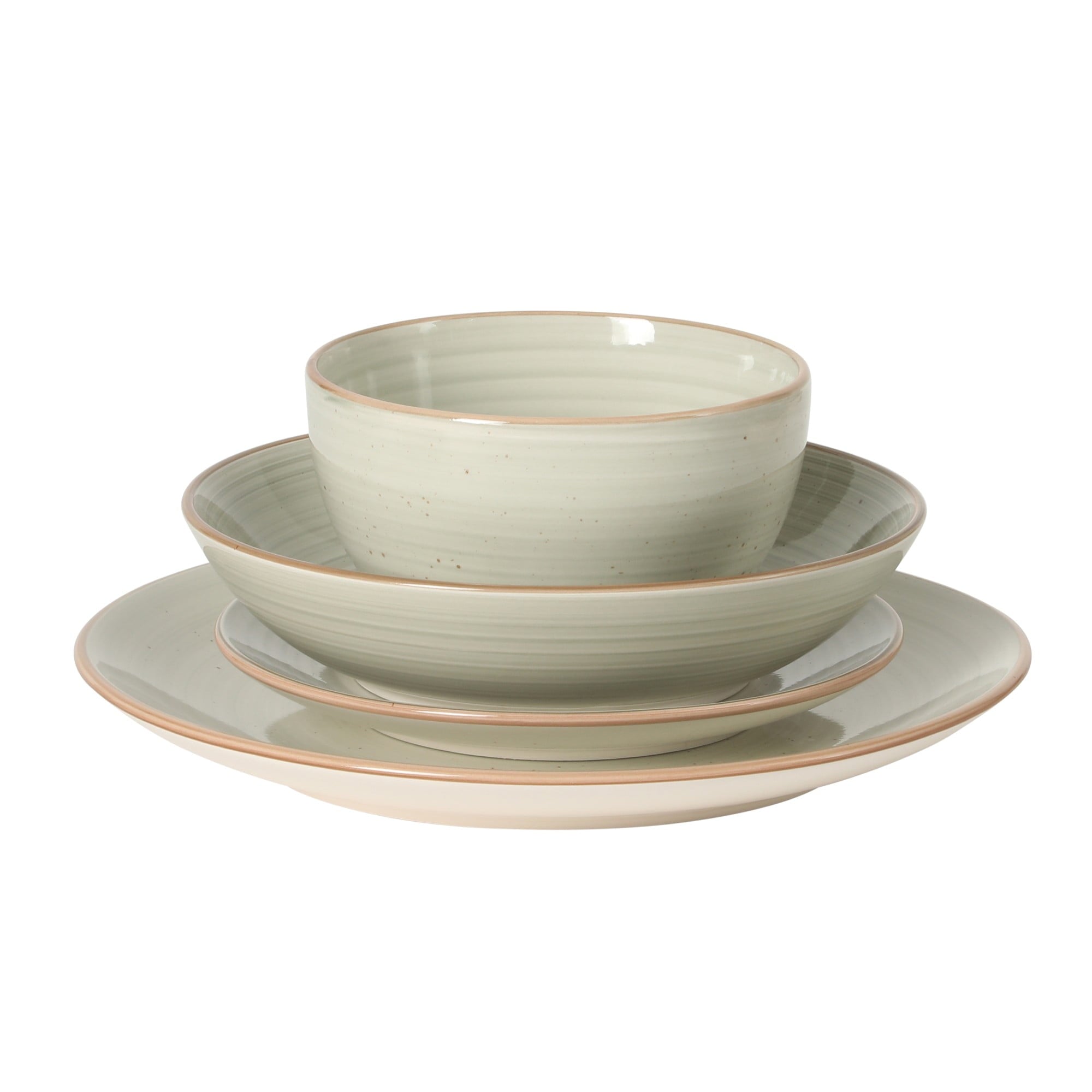 Gibson Home Stonebury 16 Piece Plates and Bowls Assorted Color Dishes - Handpainted Stoneware Dinnerware Set - Service for 4