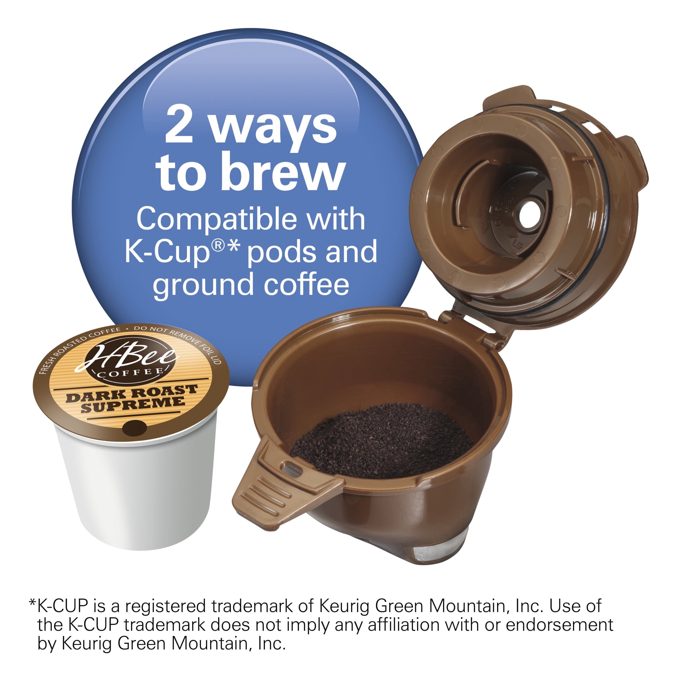 Hamilton Beach FlexBrew Sinlge Serve Coffee Maker, K Cup Pod Compatible & Grounds, 14 oz. Reservoir, Black