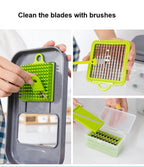22-in-1 Vegetable Slicer Cutter Machine with Colander Basket, Multifunctional Durable Chopper for Fruits, Garlic, Zoodles, Cheese, Salad Prep, Easy-to-Clean Kitchen Gadget, High-Quality BPA-Free
