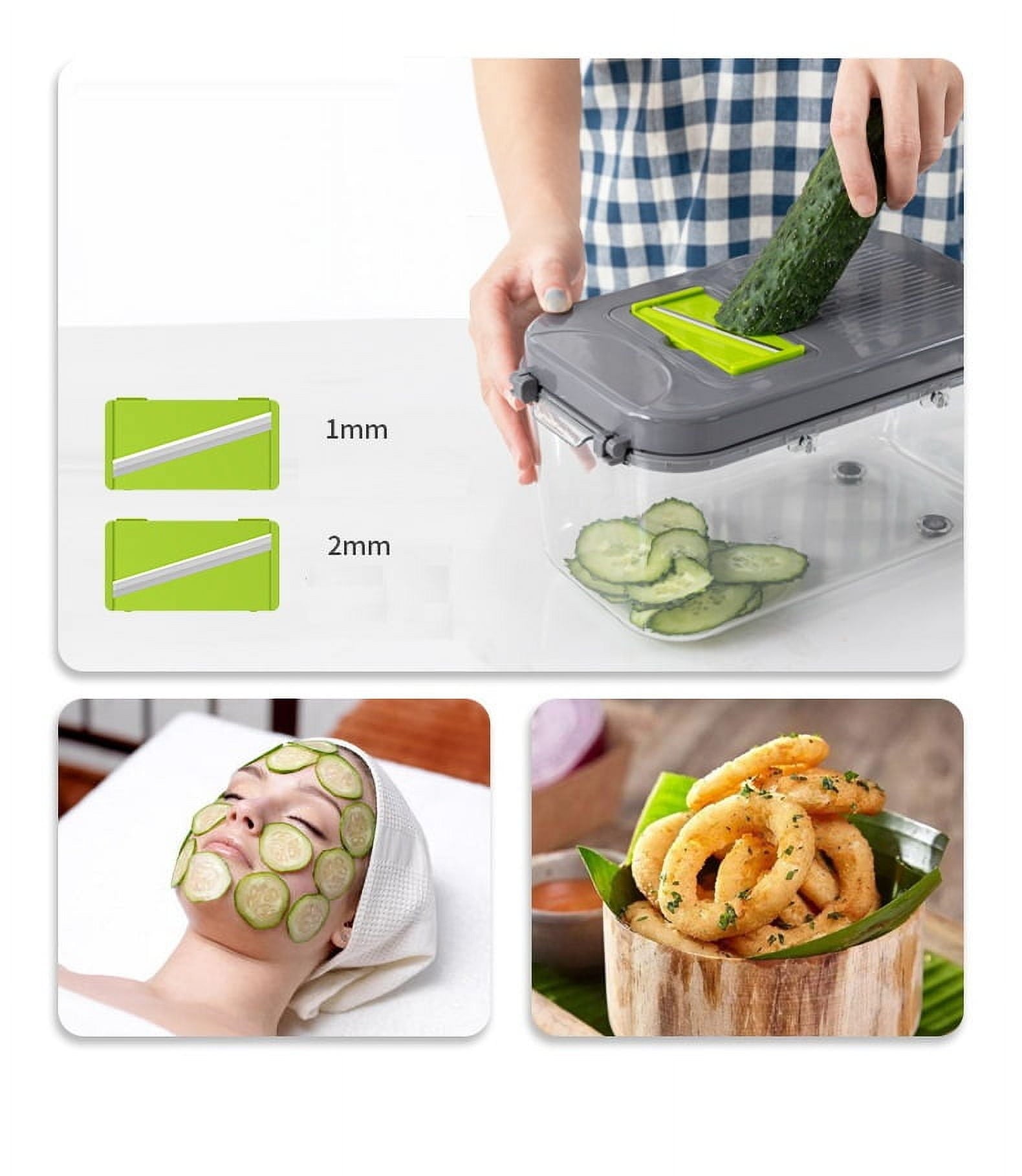 22-in-1 Vegetable Slicer Cutter Machine with Colander Basket, Multifunctional Durable Chopper for Fruits, Garlic, Zoodles, Cheese, Salad Prep, Easy-to-Clean Kitchen Gadget, High-Quality BPA-Free