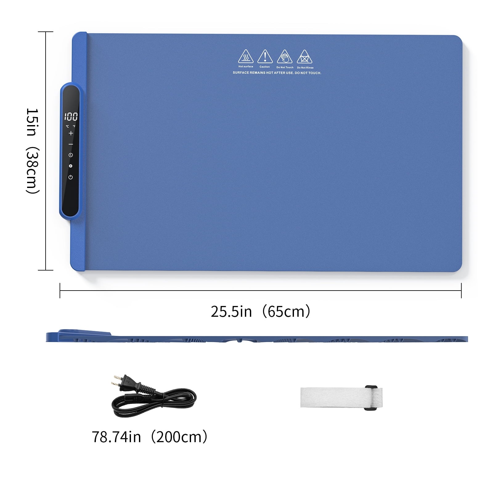 GOLDLEMON Warming Mat for Food, 24"x 16" Electric Warming Tray with 6 Temp Settings & 10H Timer, Auto Shut-Off, 300W Full Surface Heating for Buffet & Home, Blue