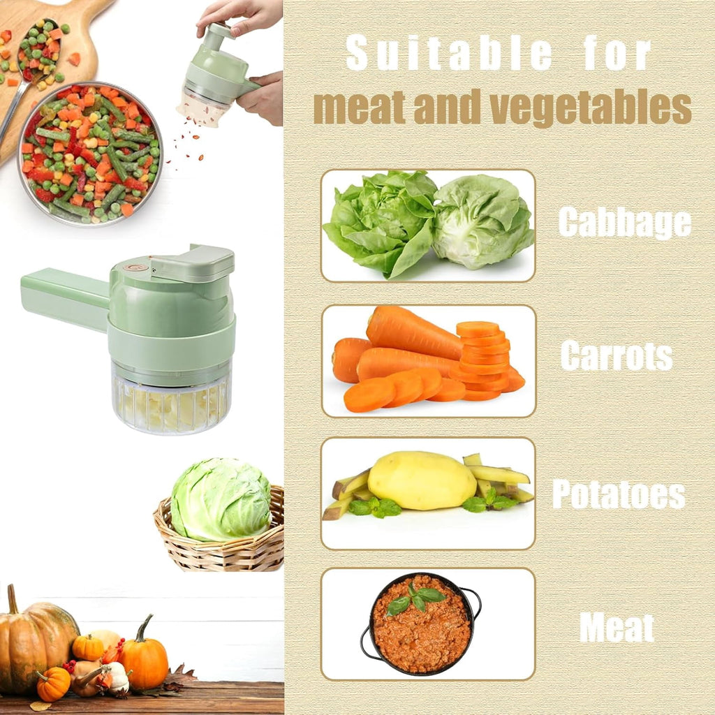 4 in 1 Vegetable Chopper Electric, Handheld Choppers, Smart Kitchen Appliances for Pepper, Garlic, Onion, Celery & Meat