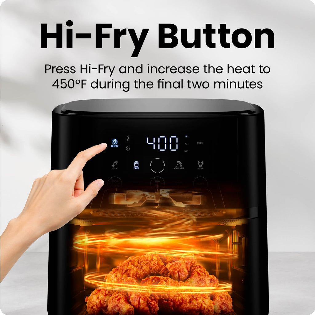 Chefman 4 Qt Compact Digital Touch Air Fryer w/ Hi-Fry & Shake Reminder - Black