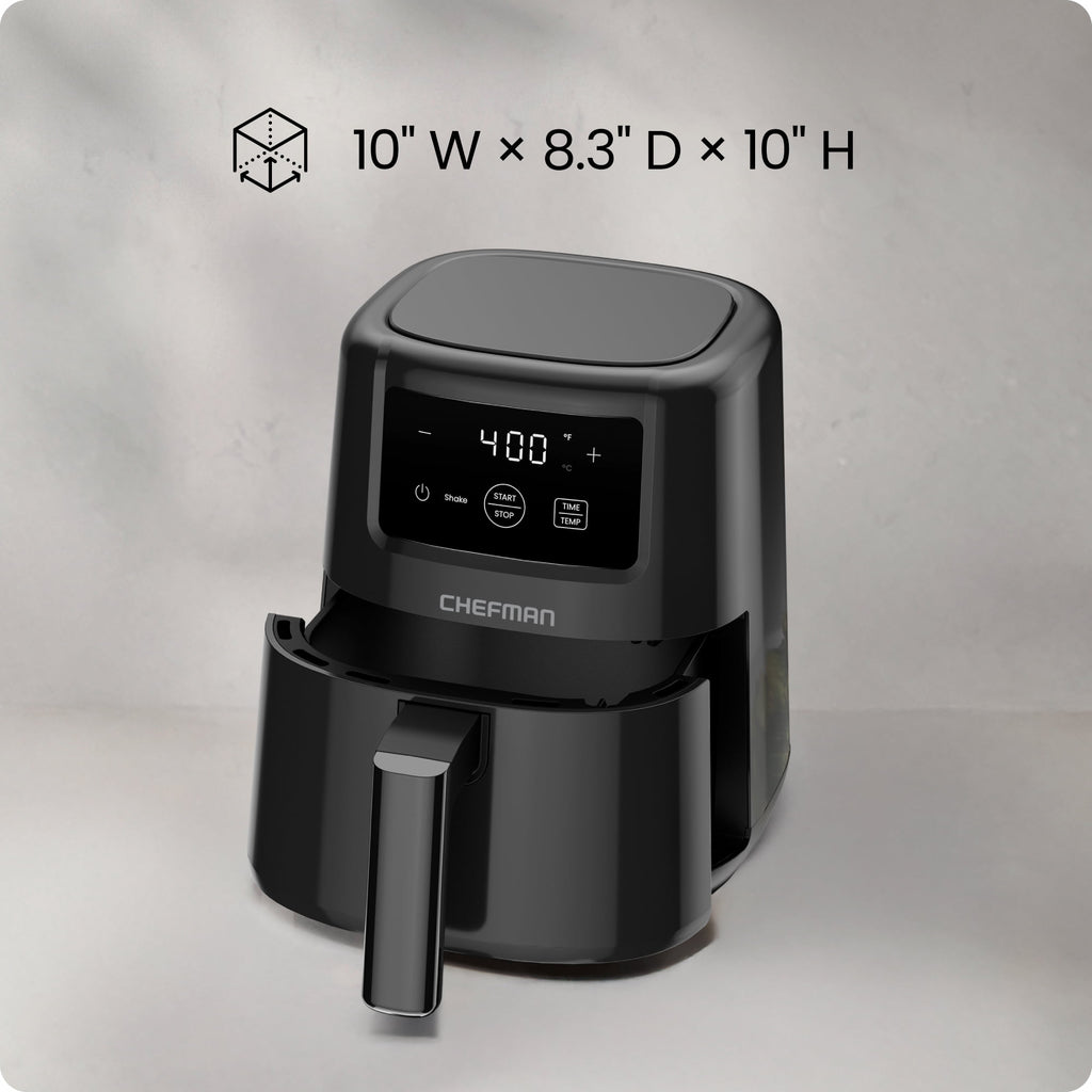 Chefman 2 Qt Compact Air Fryer w/ Digital Display and Shake Reminder - Black